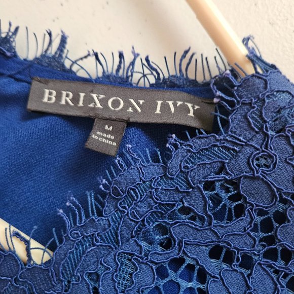 Brixton Ivy blue lace midi dress, lined, size medium - Picture 2 of 4